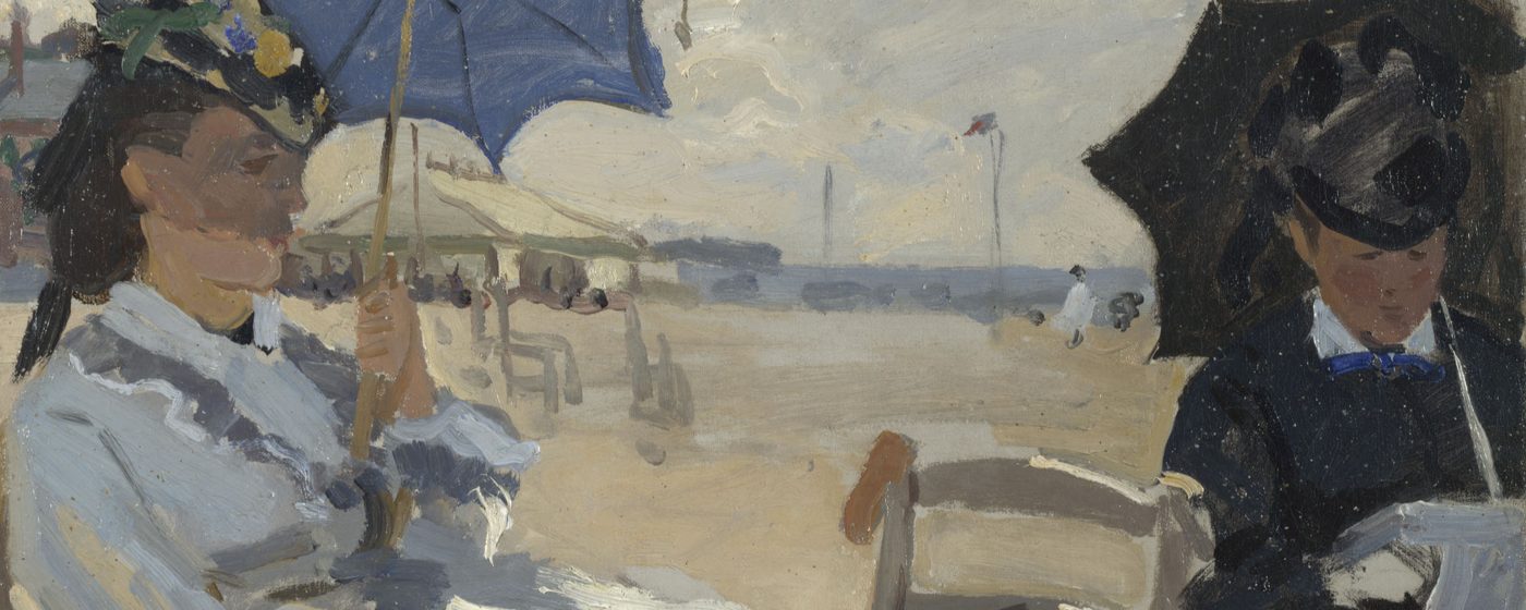 The Beach at Trouville, painted by Claude Monet